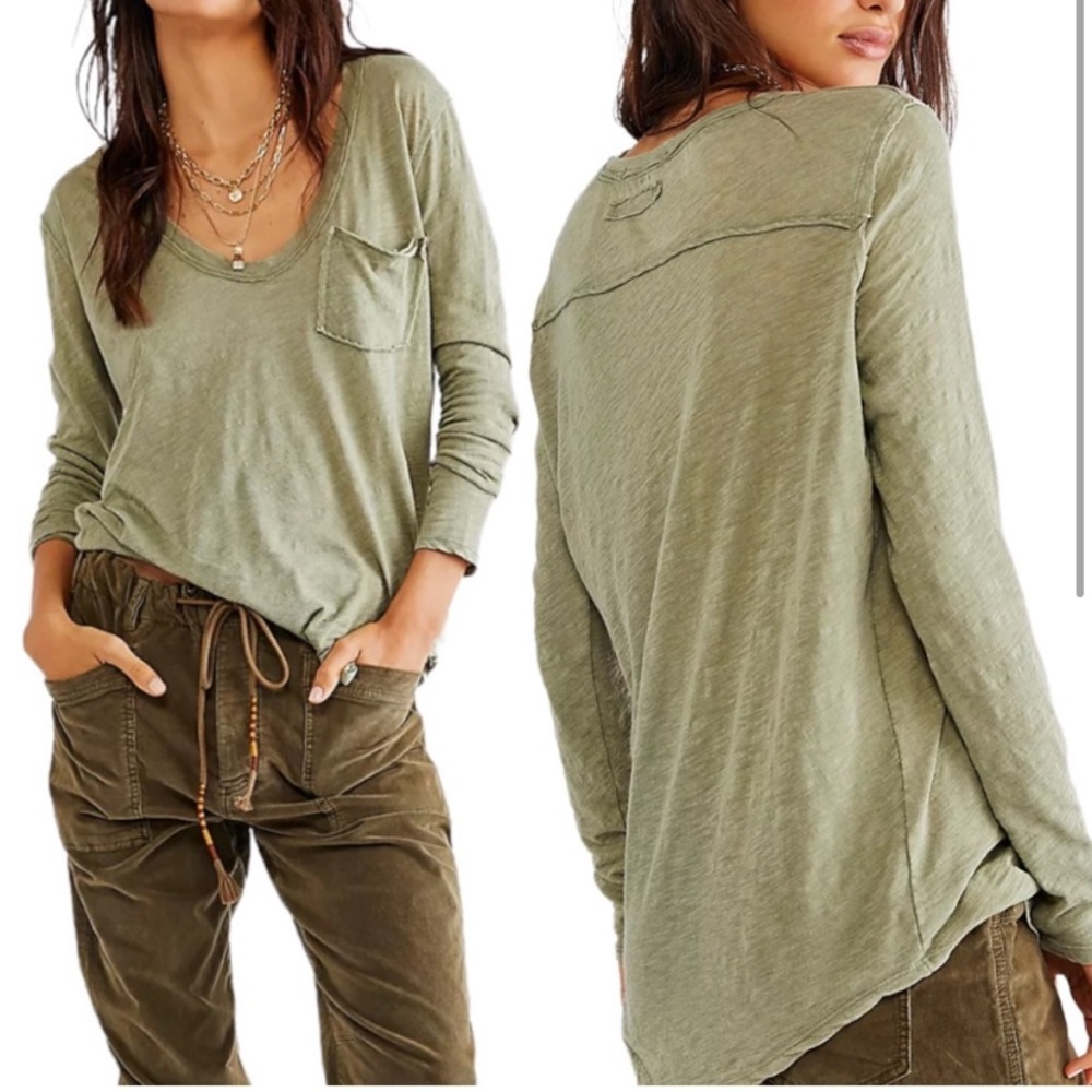 Free People Betty Long Sleeve in Faded Military